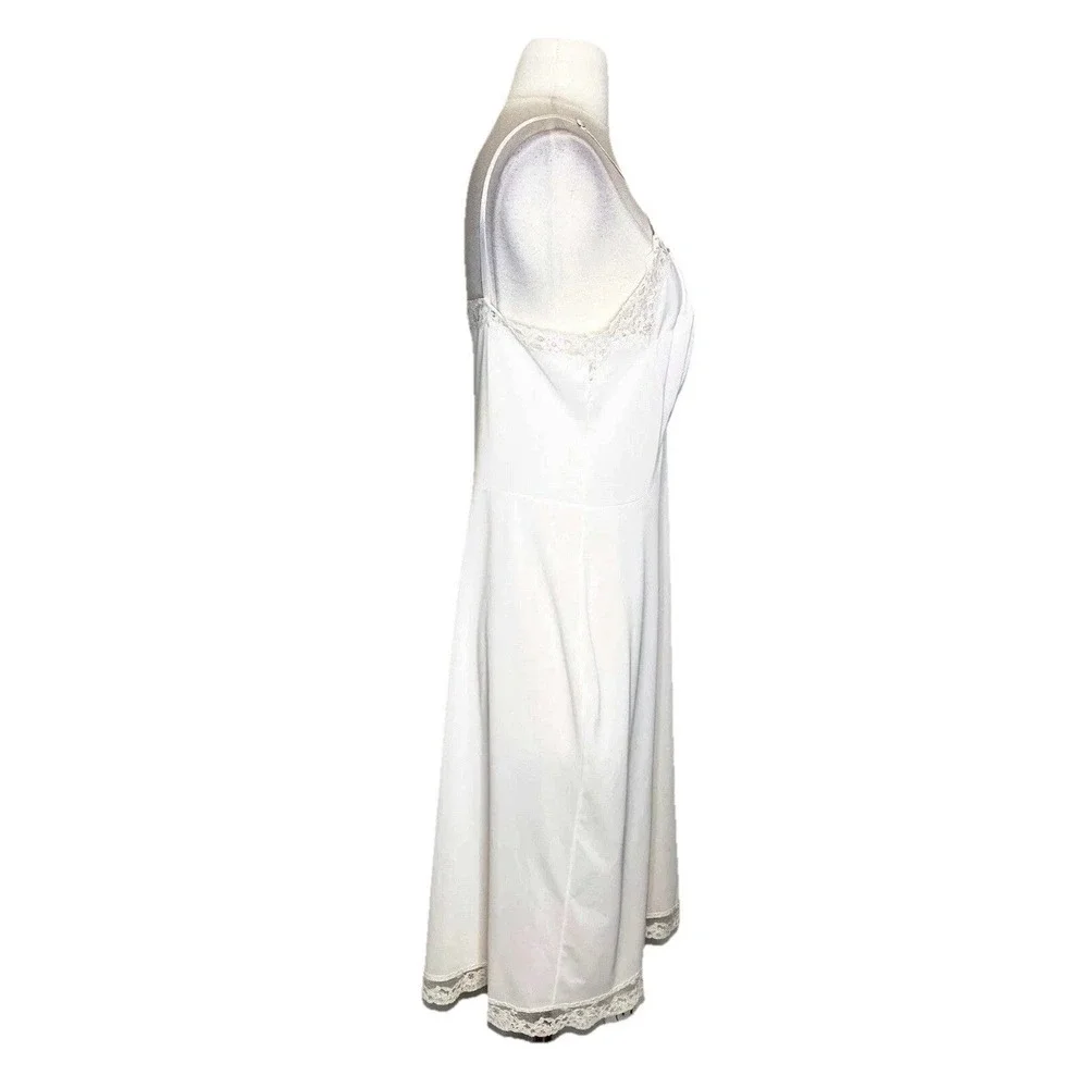 Gossard Artemis Vintage White Lace Trim Full Slip Antron Nylon Lingerie Size 38